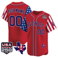 Custom Houston Astros America 250 Edition Vapor Premier Limited Red KLUNKIM Stitched Jerseys