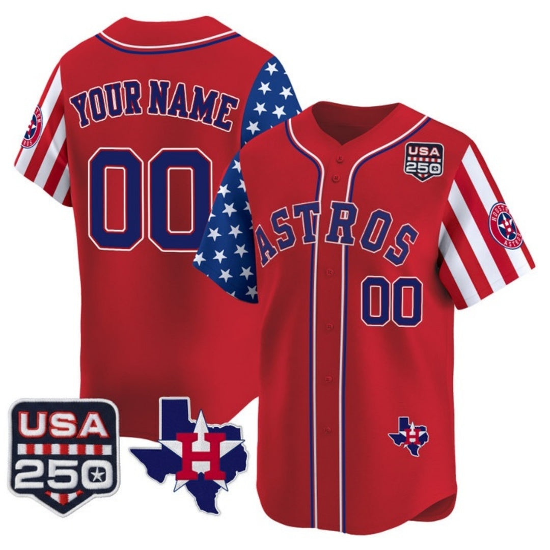 Custom Houston Astros America 250 Edition Vapor Premier Limited Red KLUNKIM Stitched Jerseys