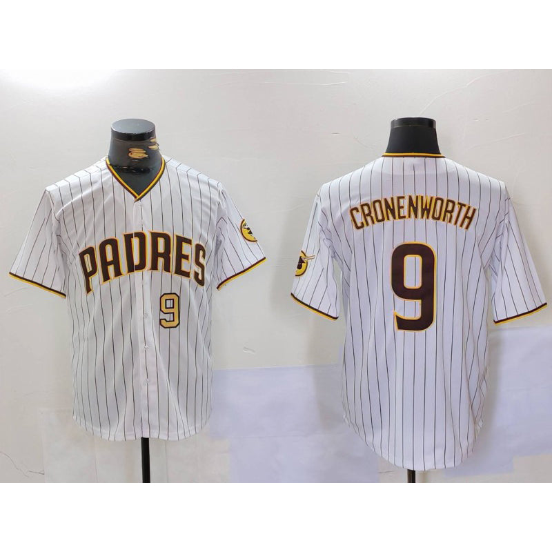 San Diego Padres #9 Jake Cronenworth White KLUNKIM Team Logo Stitched Cool Base Jerseys