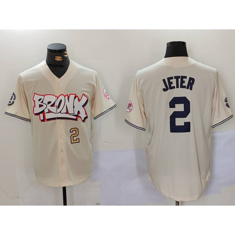 New York Yankees #2 Derek Jeter Cream KLUNKIM Limited Stitched Jerseys