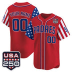 Custom San Diego Padres America 250 Edition Vapor Premier Limited Red KLUNKIM Stitched Jerseys