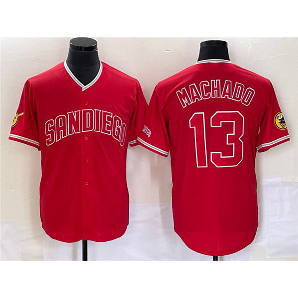 San Diego Padres #13 Manny Machado Red KLUNKIM Cool Base Stitched Jersey