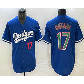 Los Angeles Dodgers #17 Shohei Ohtani Number Blue Green KLUNKIM Stitched Cool Base Jersey 2