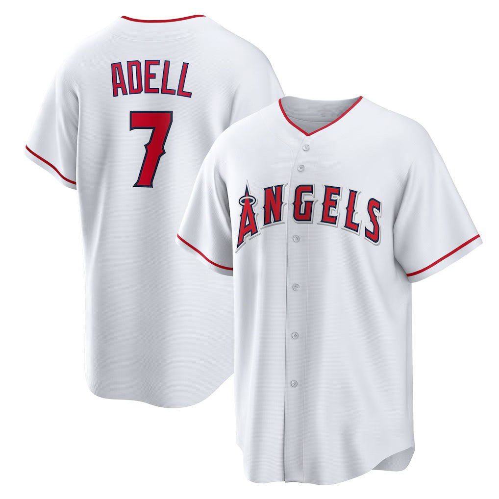 Los Angeles Angels #7 Jo Adell White KLUNKIM Home Replica Jersey