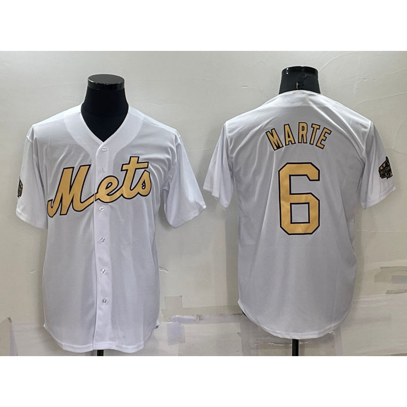 New York Mets #6 Starling Marte White KLUNKIM 2022 All Star Stitched Cool Base Jersey