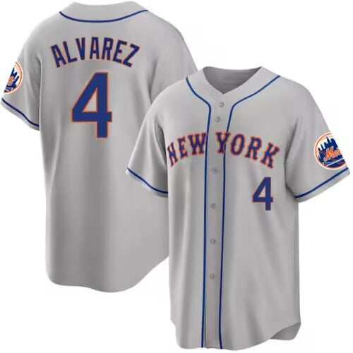 New York Mets #4 Francisco ¨¢lvarez Gray KLUNKIM 2023 Cool Base Stitched Jersey