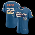 Milwaukee Brewers #22 Christian Yelich Mineral Blue KLUNKIM 2026 City Connect Authentic Sponsor Patch Jersey
