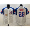 Atlanta Braves #28 Matt Olson Number White KLUNKIM 2023 City Connect Flex Base Stitched Jersey 2