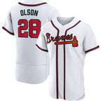 Atlanta Braves #28 Matt Olson White KLUNKIM Flex base Jersey