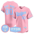 Custom Los Angeles Dodgers Vin ITFDB Patch Bubblegum Pink Vapor Premier Limited Jersey ¨C All Stitched-Pink KLUNKIM