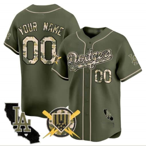 Custom Los Angeles Dodgers Armed Forces Day Vapor Premier Limited Jersey ¨C Green KLUNKIM