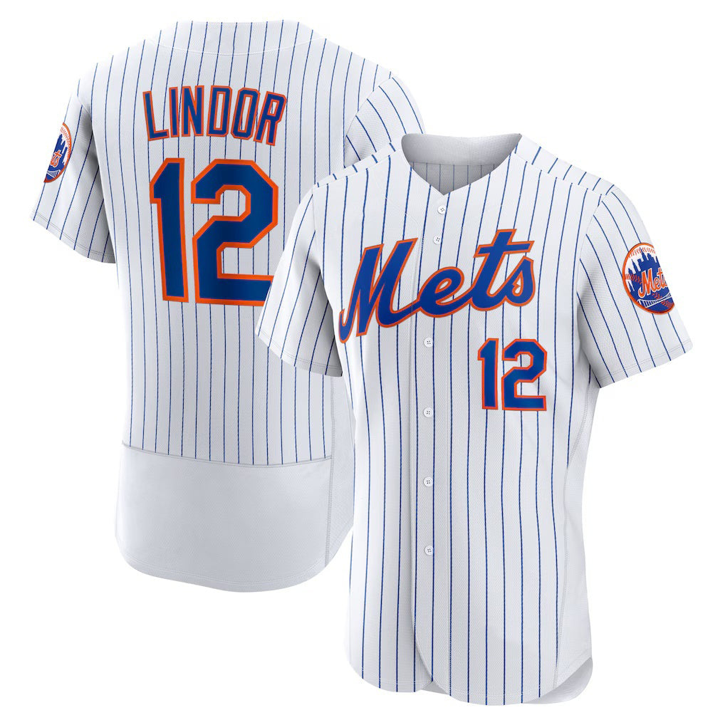 New York Mets #12 Francisco Lindor White KLUNKIM Home Authentic Player Jersey
