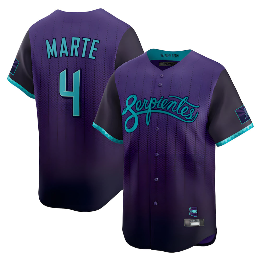 Arizona Diamondbacks #4 Ketel Marte Player Purple KLUNKIM City Connect Limited Home Game Stitched Jerseys