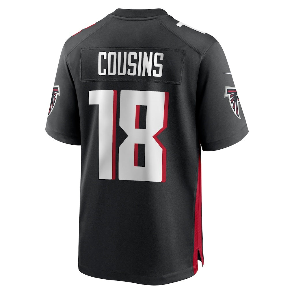 A.Falcons #18 Kirk Cousins Black KLUNKIM Game Player Jersey