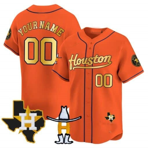 Custom Houston Astros Houston Rodeo Patch Vapor Premier Limited Jersey - Orange KLUNKIM
