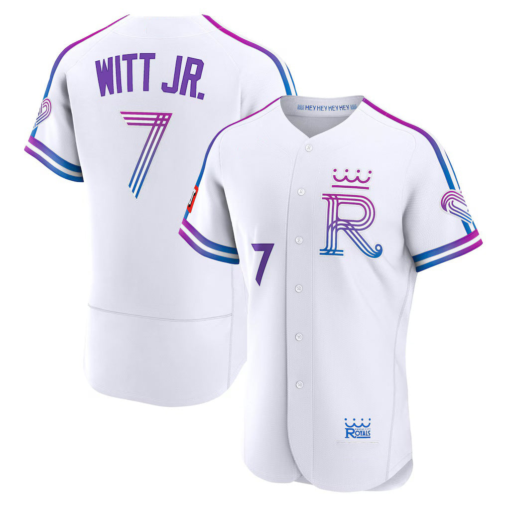 Kansas City Royals #7 Bobby Witt Jr. White KLUNKIM 2026 City Connect Authentic Sponsor Patch Jersey