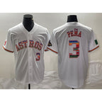 Houston Astros #3 Jeremy Pena Number White KLUNKIM Rainbow World Serise Champions Patch Cool Base Stitched Jersey