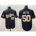 Los Angeles Dodgers #50 Mookie Betts Black Gold KLUNKIM 2025 World Series Champions Patch Limited Stitched Jersey