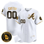 Custom Atlanta Braves Hank Aaron 715th Home Run Patch Vapor Premier Limited Jersey V2 - White Gold KLUNKIM