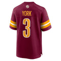 W.Commanders #3 Cade York Burgundy KLUNKIM Game Jersey