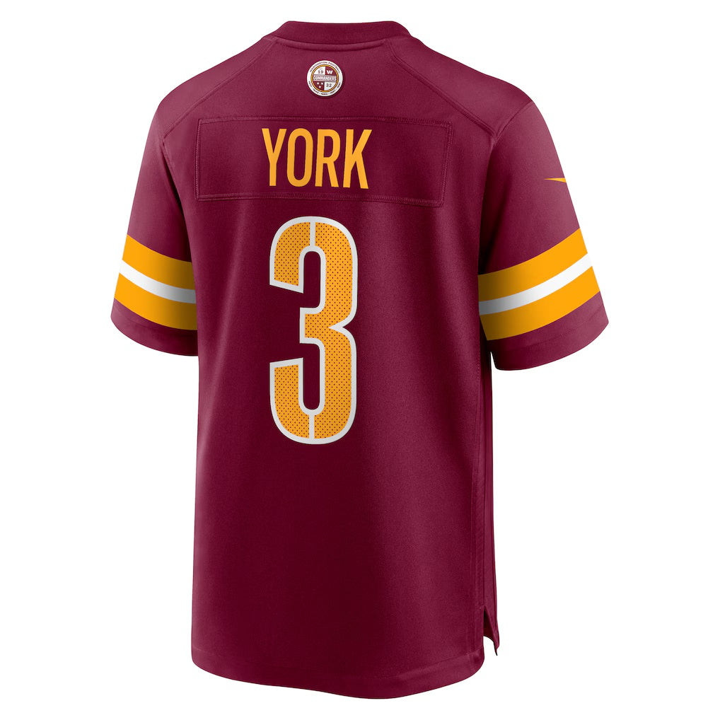 W.Commanders #3 Cade York Burgundy KLUNKIM Game Jersey