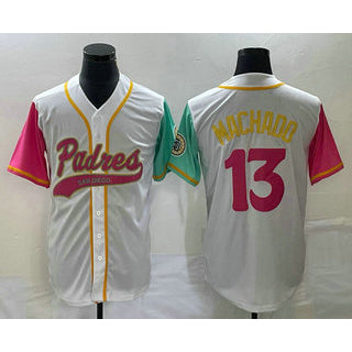 San Diego Padres #13 Manny Machado White KLUNKIM NEW 2023 City Connect Cool Base Stitched Jersey