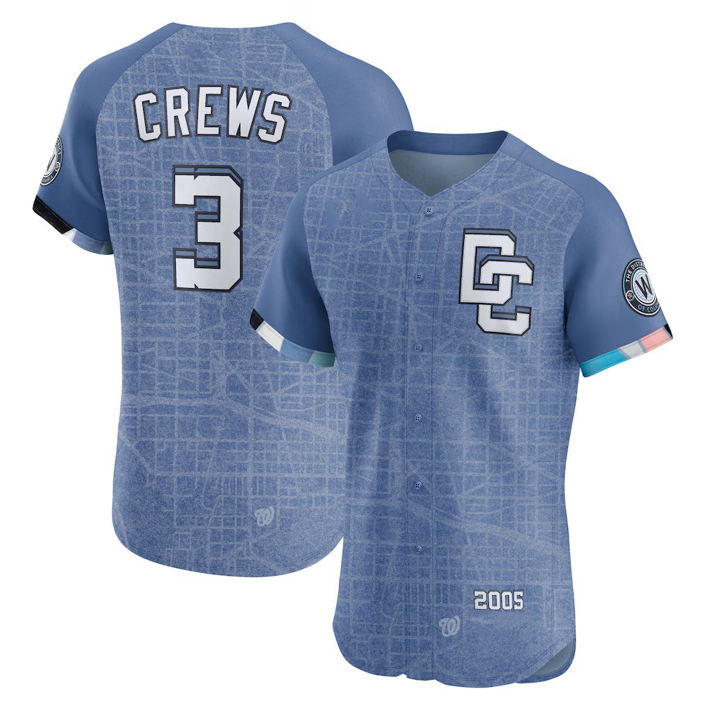 Washington Nationals #3 Dylan Crews Blue KLUNKIM 2025 City Connect Elite Player Jersey