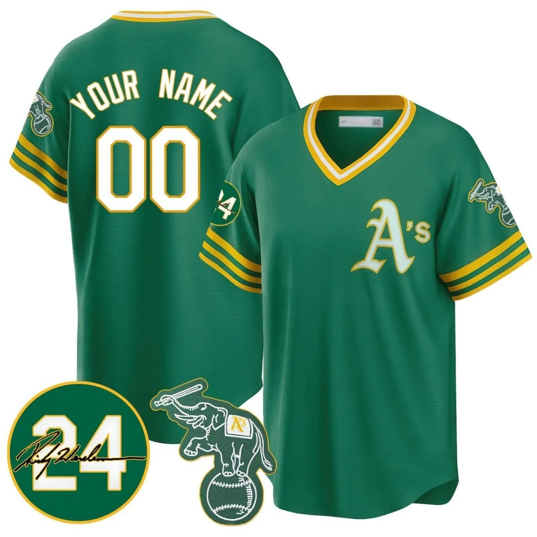 Custom Oakland Athletics Kelly Green KLUNKIM Road Cooperstown Jersey - Personalized