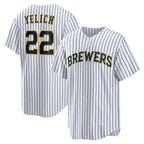 Milwaukee Brewers #22 Christian Yelich White KLUNKIM Alternate Replica Player Jersey
