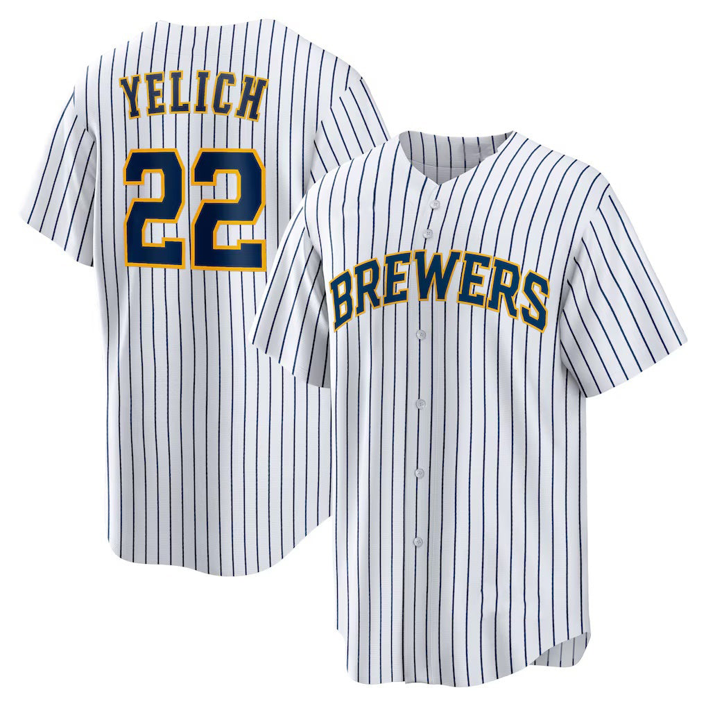 Milwaukee Brewers #22 Christian Yelich White KLUNKIM Alternate Replica Player Jersey