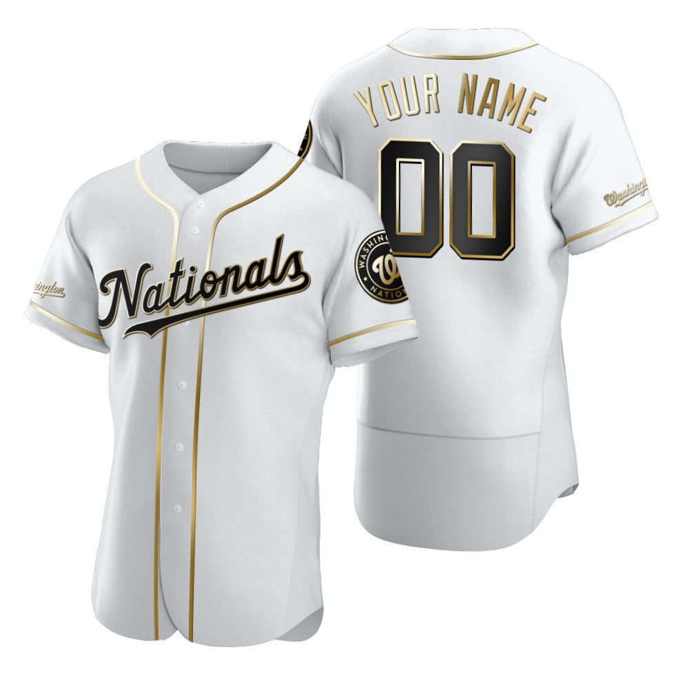 Custom Washington Nationals White KLUNKIM Stitched Flex Base Golden Edition Jersey