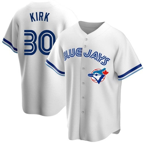 Toronto Blue Jays #30 Alejandro Kirk White KLUNKIM Home Cooperstown Collection Player Jersey