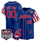 Custom Cleveland Indians Royal KLUNKIM America 250 Edition Vapor Premier Limited Jersey - All Stitched