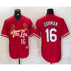 St. Louis Cardinals #16 Nolan Gorman Red KLUNKIM 2024 City Connect Stitched Jersey