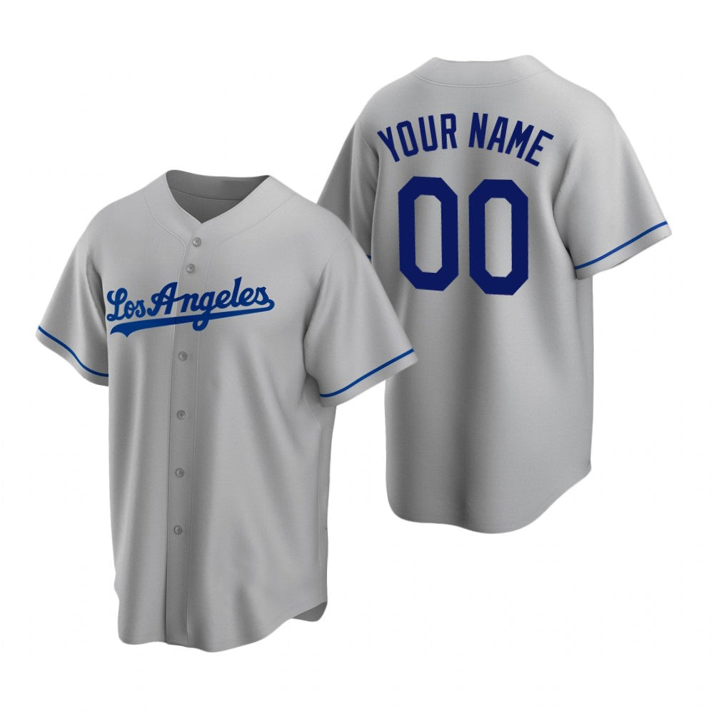 Custom Los Angeles Dodgers Gray KLUNKIM Stitched Cool Base Road Jersey