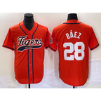 Detroit Tigers #28 Javier B¨¢ez Orange KLUNKIM Cool Base Stitched Jersey