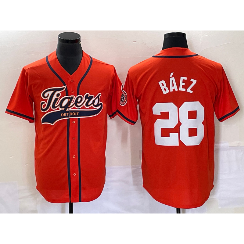 Detroit Tigers #28 Javier B¨¢ez Orange KLUNKIM Cool Base Stitched Jersey
