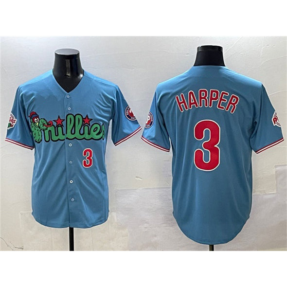 Philadelphia Phillies #3 Bryce Harper Light Blue KLUNKIM Phanatic Limited Stitched Jersey
