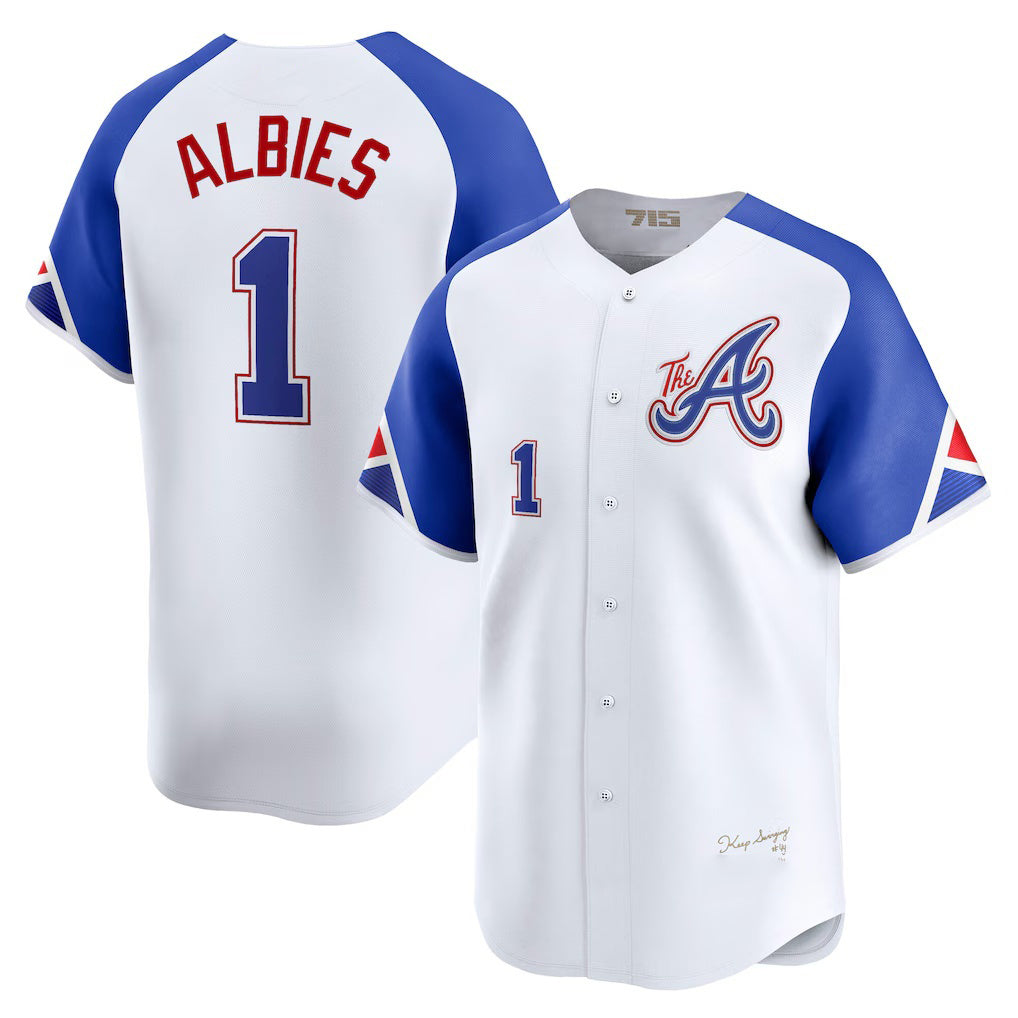 Atlanta Braves #1 Ozzie Albies White KLUNKIM City Connect Limited Player Jersey
