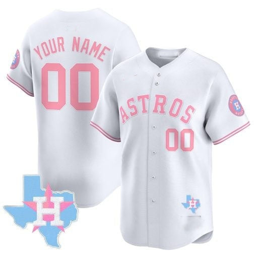 Custom Houston Astros White KLUNKIM Bubblegum Pink Vapor Premier Limited Jersey ¨C All Stitched