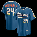 Milwaukee Brewers #24 William Contreras Mineral Blue KLUNKIM 2026 City Connect Stadium Jersey