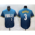 Philadelphia Phillies #3 Bryce Harper Number Blue KLUNKIM 2024 City Connect Limited Stitched Jersey