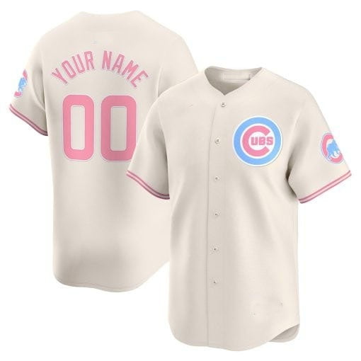 Custom Chicago Cubs Bubblegum Pink Vapor Premier Limited Jersey ¨C Cream KLUNKIM