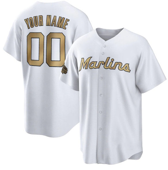 Custom Miami Marlins Active Player White KLUNKIM 2022 All-Star Cool Base Stitched Jersey
