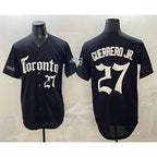 Toronto Blue Jays #27 Vladimir Guerrero Jr Black KLUNKIM Gothic North Edition Limited Stitched Jersey