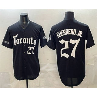 Toronto Blue Jays #27 Vladimir Guerrero Jr Black KLUNKIM Gothic North Edition Limited Stitched Jersey
