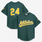 Oakland Athletics #24 Rickey Henderson Mitchell & Ness Green KLUNKIM Authentic Batting Practice Jersey