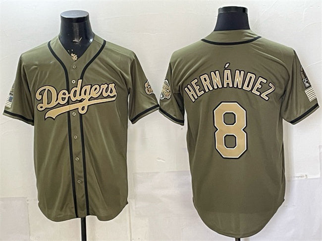 Los Angeles Dodgers #8 Enrique Hernandez Olive KLUNKIM 2026 Armed Forces Day Stitched Jersey