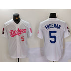 Los Angeles Dodgers #5 Freddie Freeman White Pink KLUNKIM Vin & Kobe Patch Stitched Jerseys