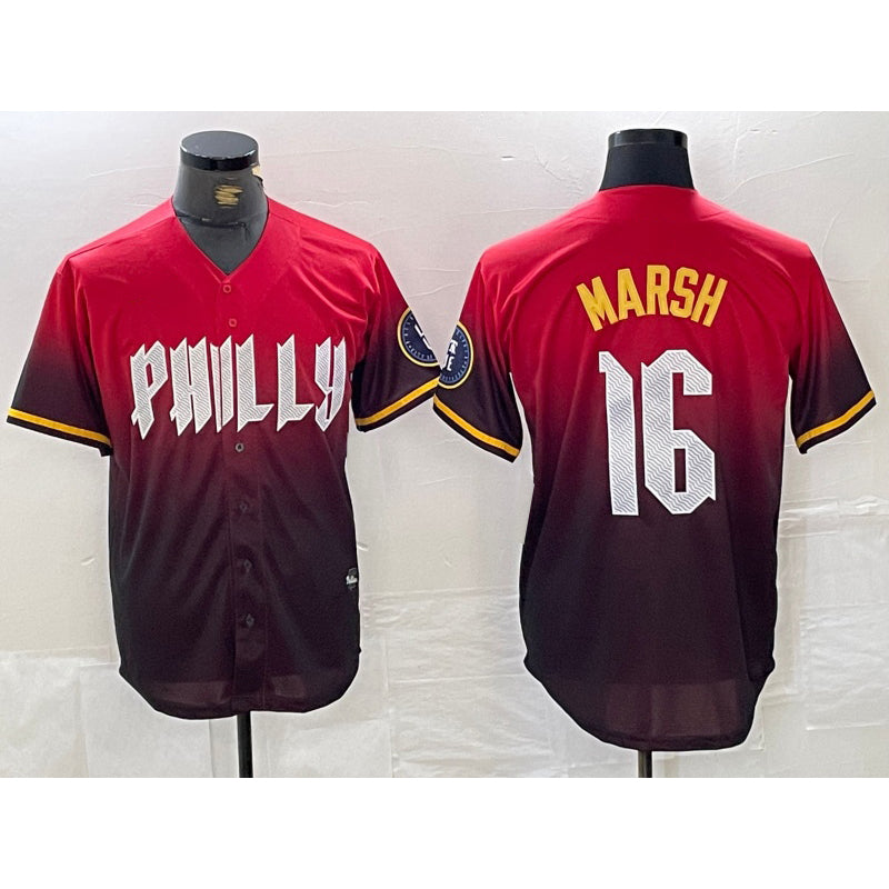 Philadelphia Phillies #16 Brandon Marsh Red KLUNKIM 2024 City Cool Base Jersey